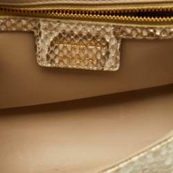 Pre Owned Dior Gold/Beige Python Medium Caro Shoulder Bag