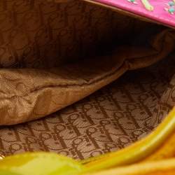 Pre Owned Dior Multicolor Velvet and Patent Leather Limited Edition Pom Pom Embellished Saddle Bag