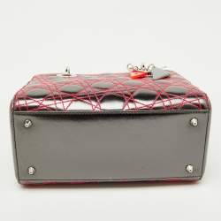 Pre Owned Dior Grey Cannage Patent and Leather Anselm Reyle Lady Dior Tote