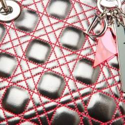 Pre Owned Dior Grey Cannage Patent and Leather Anselm Reyle Lady Dior Tote