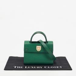 Pre Owned Dior Green Leather Small Diorever Top Handle Bag