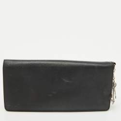 Pre Owned Dior Black Leather Diorissimo Long Wallet
