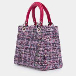Pre Owned Dior Pink Medium Tweed Lady Dior