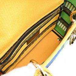Pre Owned Dior Lady D-Lite Medium Yellow Canvas Tote Bag