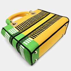 Pre Owned Dior Lady D-Lite Medium Yellow Canvas Tote Bag