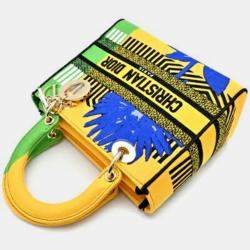 Pre Owned Dior Lady D-Lite Medium Yellow Canvas Tote Bag