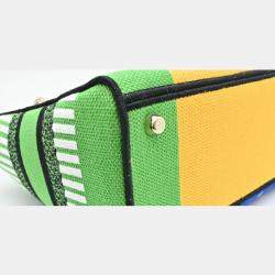 Pre Owned Dior Lady D-Lite Medium Yellow Canvas Tote Bag