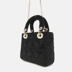 Pre Owned Dior Lady Dior Mini Black Velour Handbag