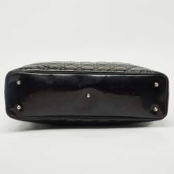 Pre Owned Dior Black Cannage Patent Leather XL Soft Lady Dior Tote