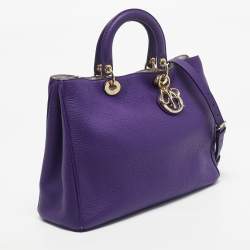 Pre Owned Dior Purple Leather Large Diorissimo Shopper Tote
