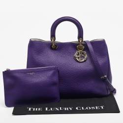 Pre Owned Dior Purple Leather Large Diorissimo Shopper Tote