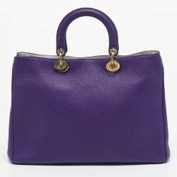 Pre Owned Dior Purple Leather Large Diorissimo Shopper Tote