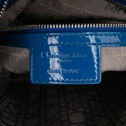 Pre Owned Dior Blue Large Patent Cannage Lady Dior