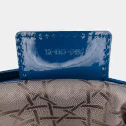 Pre Owned Dior Blue Large Patent Cannage Lady Dior