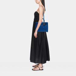 Pre Owned Dior Blue Large Patent Cannage Lady Dior