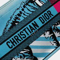Pre Owned Dior Blue Medium Embroidered Canvas Zebra D Jungle Pop Book Tote