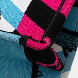 Pre Owned Dior Blue Medium Embroidered Canvas Zebra D Jungle Pop Book Tote