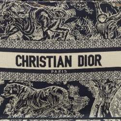 Pre Owned Dior Navy Blue/White Embroidered Canvas Small Toile de Jouy Book Tote