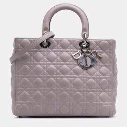 Pre Owned Dior Purple Large Lambskin Cannage Lady Dior