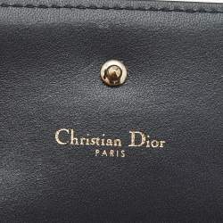 Pre Owned Dior Gold Micro Cannage Patent Leather Diorama Trifold Wallet