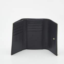 Pre Owned Dior Gold Micro Cannage Patent Leather Diorama Trifold Wallet