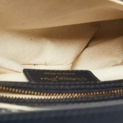 Pre Owned Dior Navy Blue Oblique Canvas and Leather Saddle Bag
