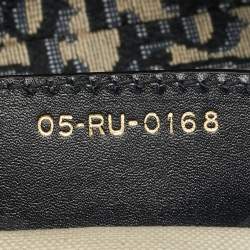 Pre Owned Dior Navy Blue Oblique Canvas and Leather Saddle Bag