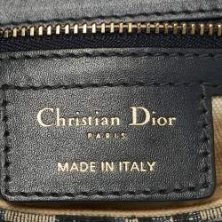 Pre Owned Dior Navy Blue Oblique Canvas and Leather Saddle Bag