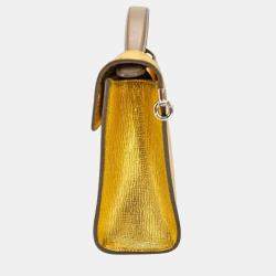 Pre Owned Dior Diorever Gold Leather Clutch Bag