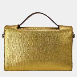 Pre Owned Dior Diorever Gold Leather Clutch Bag