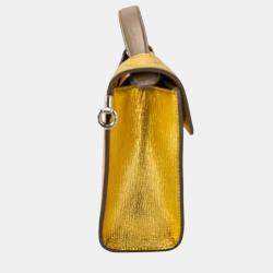 Pre Owned Dior Diorever Gold Leather Clutch Bag