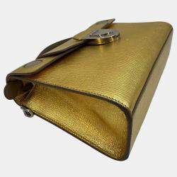 Pre Owned Dior Diorever Gold Leather Clutch Bag
