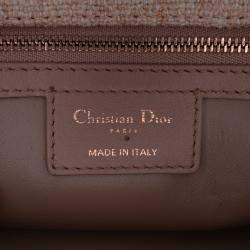 Pre Owned Dior Pink Small Tweed Macrocannage Caro Bag