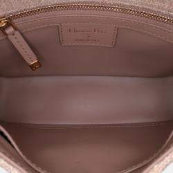 Pre Owned Dior Pink Small Tweed Macrocannage Caro Bag