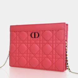 Pre Owned Dior Every Dior Caro Pink Calfskin Pouch Bag