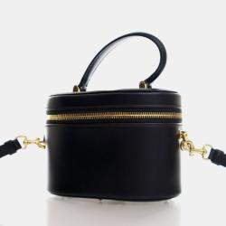 Pre Owned Dior Vanity Case Small Black Calfskin Shoulder Bag