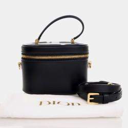 Pre Owned Dior Vanity Case Small Black Calfskin Shoulder Bag