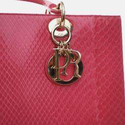 Pre Owned Dior Lady Dior Large Pink Python Shoulder Bag