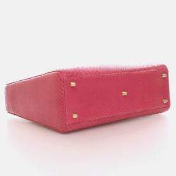 Pre Owned Dior Lady Dior Large Pink Python Shoulder Bag