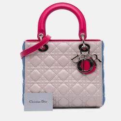 Pre Owned Dior Multicolor Medium Tricolor Lambskin Cannage Lady Dior