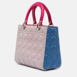 Pre Owned Dior Multicolor Medium Tricolor Lambskin Cannage Lady Dior
