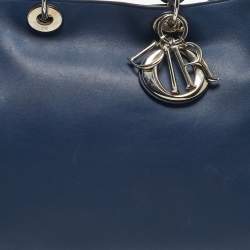 Pre Owned Dior Navy Blue Leather Extra Large Diorissimo Shopper Tote