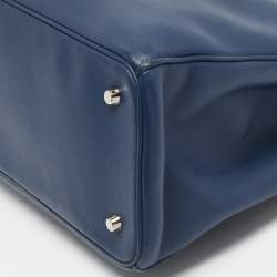 Pre Owned Dior Navy Blue Leather Extra Large Diorissimo Shopper Tote