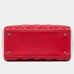 Pre Owned Dior Multicolor Medium Tricolor Lambskin Cannage Lady Dior