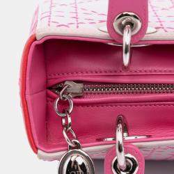 Pre Owned Dior Medium Tricolor Lambskin Macrocannage Stitched Lady Dior