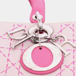 Pre Owned Dior Medium Tricolor Lambskin Macrocannage Stitched Lady Dior