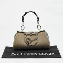 Pre Owned Dior Light Grey Denim Diva Frame Bag