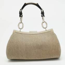 Pre Owned Dior Light Grey Denim Diva Frame Bag