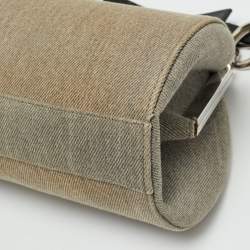 Pre Owned Dior Light Grey Denim Diva Frame Bag