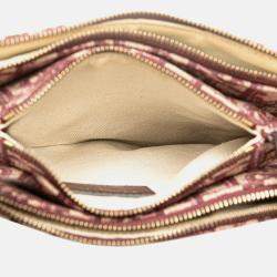 Pre Owned Dior Red Oblique Canvas Saddle Triple Zip Crossbody